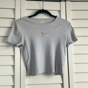 Hollister baby tee with embroidered flowers